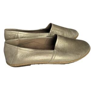 AETREX Kylie Gold Slip-On Loafer Leather Espadrille Flats Size EURO 40 US 9/9.5